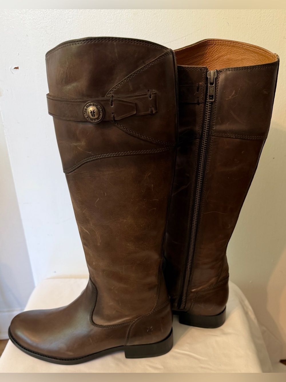 Frye Molly Button Riding BootDark Brown Leather